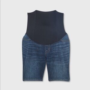 Isabel Maternity Size 2 Crossover Panel Bermuda Jean Shorts New With Tags